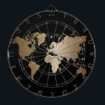 Diana Elegante Mapa del Mundo Negro y Oro<br><div class="desc">Mapa del mundo del elegante fondo de luna de miel negra</div>