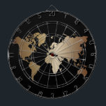 Diana Elegante Mapa del Mundo Negro y Oro<br><div class="desc">Mapa del mundo del elegante fondo de luna de miel negra</div>