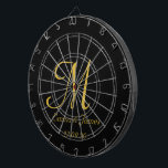 Diana Elegante Monograma de Oro Negro Primer Personaliza<br><div class="desc">Elegante Monograma Negro y Oro Nombre inicial Personalizado Junta Dart</div>