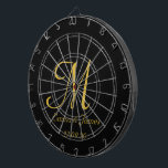 Diana Elegante Monograma de Oro Negro Primer Personaliza<br><div class="desc">Elegante Monograma Negro y Oro Nombre inicial Personalizado Junta Dart</div>