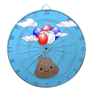 Diana Emoji Poo Volando Con Globos En Cielo Azul
