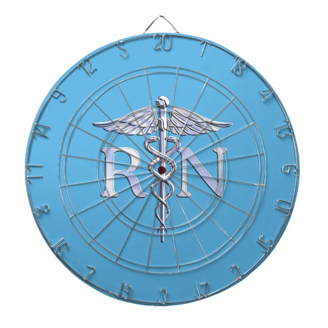 Diana Enfermera inscrita RN Silver Caduceus en Baby Blue (Frente)