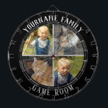 Diana Familia Nombre Cuatro Sala De Juegos De Fotografía<br><div class="desc">Fondo coloreado con nombre personalizado y cuatro opciones de foto en el centro de la placa. Otros colores disponibles en la tienda.</div>