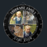 Diana Familia Nombre Cuatro Sala De Juegos De Fotografía<br><div class="desc">Fondo coloreado con nombre personalizado y cuatro opciones de foto en el centro de la placa. Otros colores disponibles en la tienda.</div>