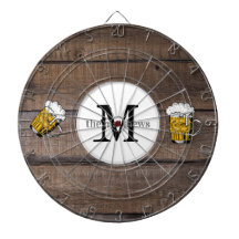 Familia Rustic Wood Nombre Cerveza Monogramada