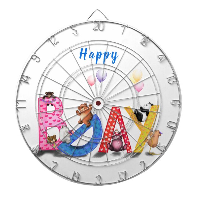 Diana Fiesta de Bears Bears Happy Birday Dart Board (Frente)