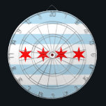 Diana Flag of Chicago, Illinois Dartboard<br><div class="desc">Dartboard with flag of city of Chicago (largest city in Illinois),  white and light blue striped flag with four red stars</div>