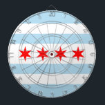 Diana Flag of Chicago, Illinois Dartboard<br><div class="desc">Dartboard with flag of city of Chicago (largest city in Illinois),  white and light blue striped flag with four red stars</div>