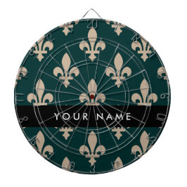 Diana Fleur de Lis, Beige on Green, Royal, Your Name