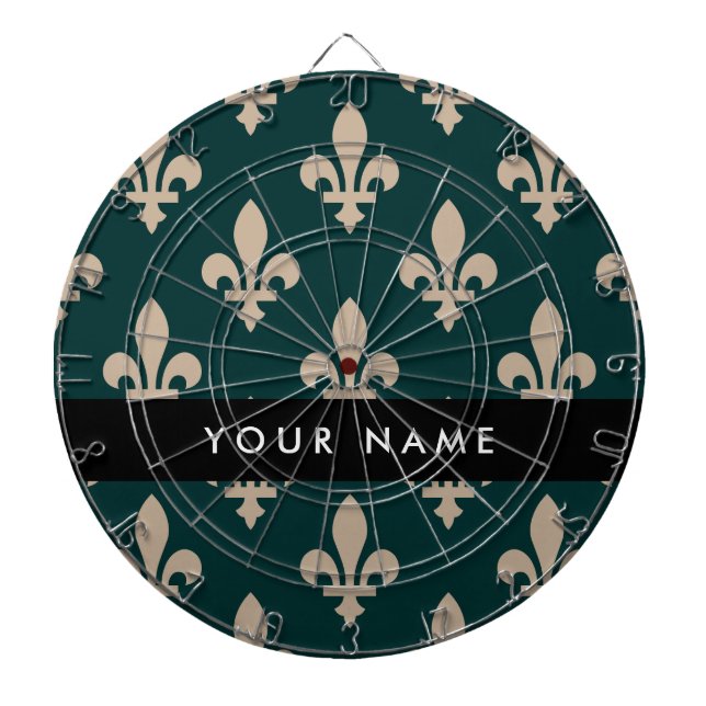 Diana Fleur de Lis, Beige on Green, Royal, Your Name (Frente)