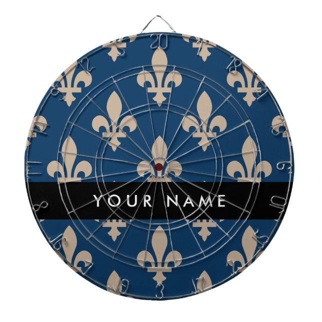 Diana Fleur de Lis, Beige on Navy Blue, Royal, Your Name (Frente)