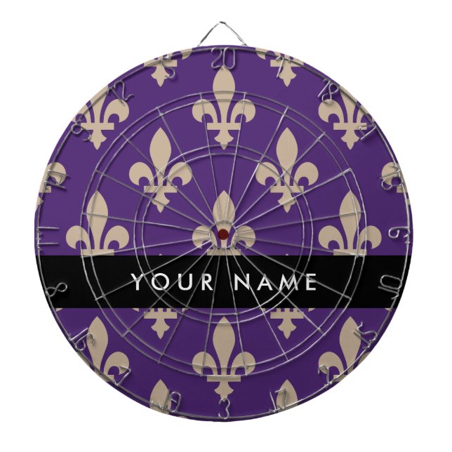 Diana Fleur de Lis, Beige on Purple, Royal, Your Name (Frente)