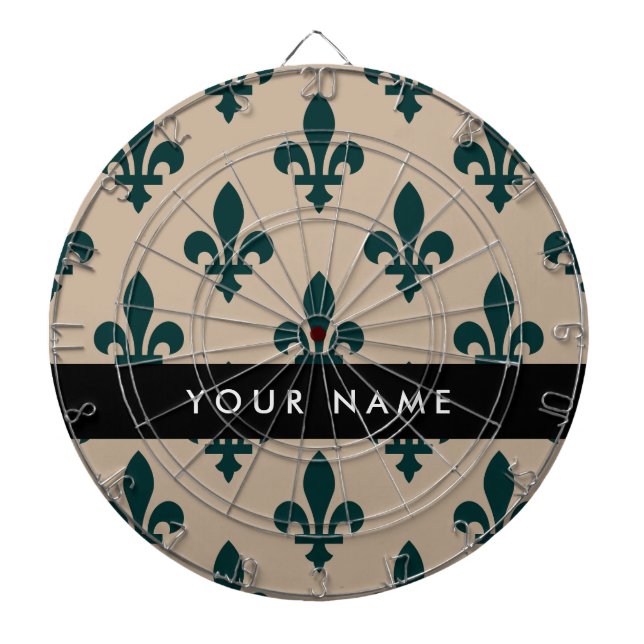 Diana Fleur de Lis, Green on Beige, Royal, Your Name (Frente)