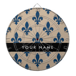 Diana Fleur de Lis, Navy Blue on Beige, Royal, Your Name