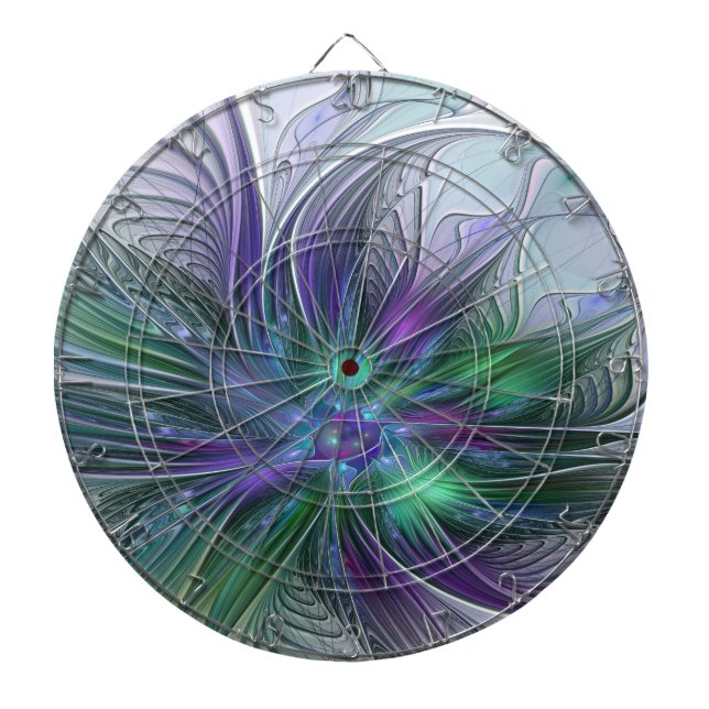 Diana Flor moderna abstracta fractal verde morado (Frente)
