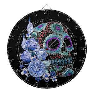 Diana Floral Azul Floral Black Sugar Skull Day Of The De