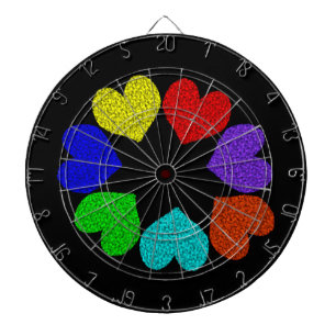 Diana Floral Rainbow Love Hearts Dart Board