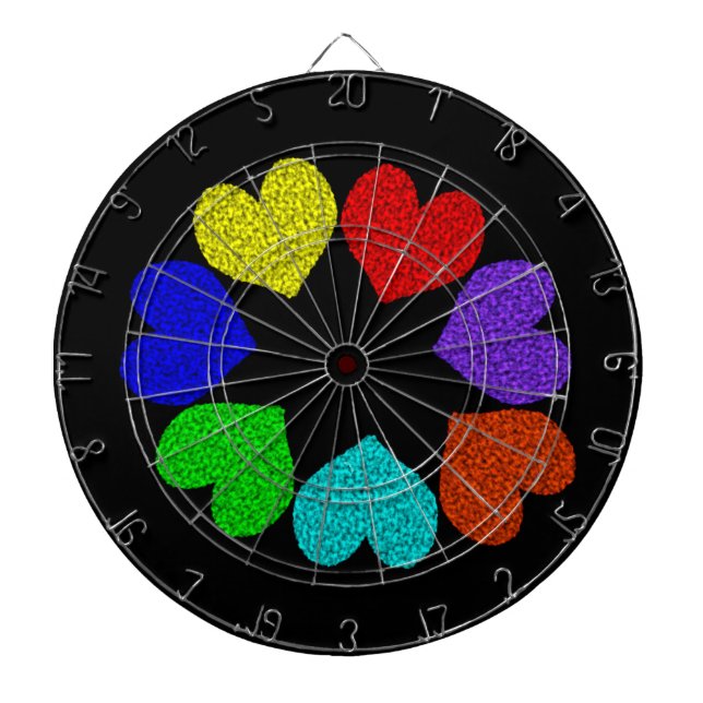 Diana Floral Rainbow Love Hearts Dart Board (Frente)
