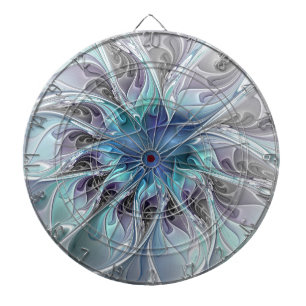 Diana Florecer Abstracto Moderno Floral Fractal Con Azul