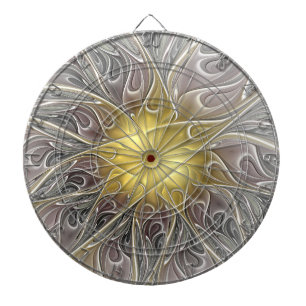 Diana Florecer con flor fractal abstracta moderna dorada