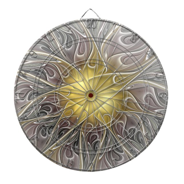 Diana Florecer con flor fractal abstracta moderna dorada (Frente)