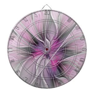 Diana Fractal Floral Moderno Abstracto Flor Rosa Gris