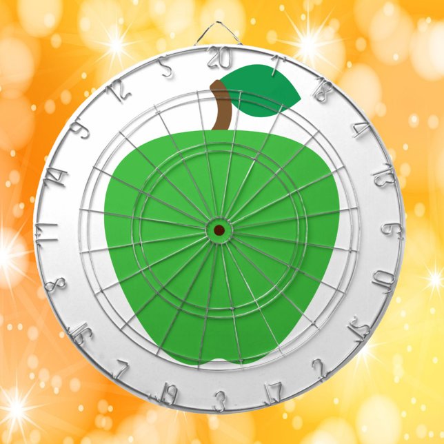 Diana Fruta verde de manzana (A dart board with a graphic of a green apple)
