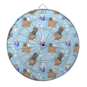 Diana Gatos en caja y gotas de leche en azul