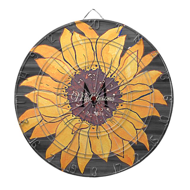 Diana Gris y amarillo de girasol de madera rústica (Frente)