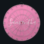 Diana Guión blanco de nombre personalizado en rosa<br><div class="desc">Nombre Personalizado Guión Blanco En Placa De Arte Rosa</div>