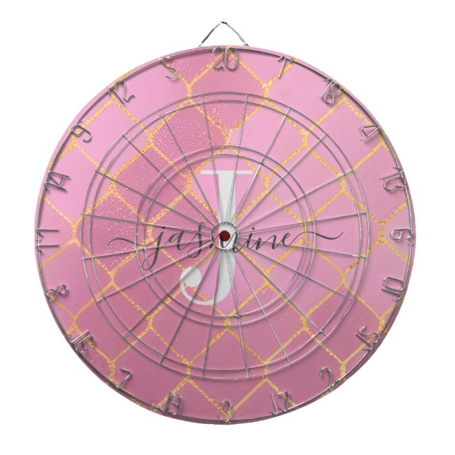 Diana Guión de monograma con brillo rosa y dorado femeni (Frente)