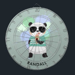 Diana Hipster Panda Bear con cualquier nombre<br><div class="desc">Un dardo personalizado con un panda hipster comiendo un cono de helado. Edite el nombre de ejemplo que se muestra con el nombre deseado u otro texto.</div>