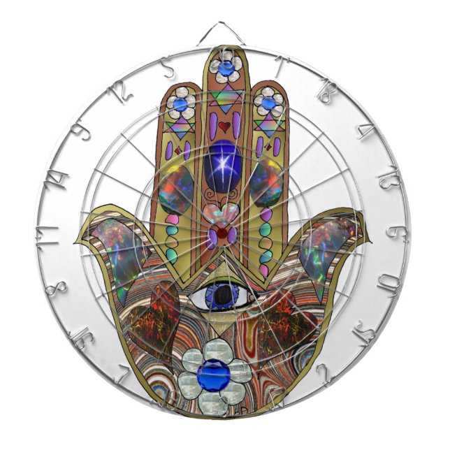 Diana Judaica Hamsa Hearts Flowers Opal Art Print (Frente)