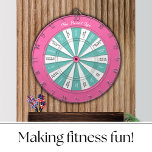 Diana Juego de dardos de fitness Pink and Turquoise<br><div class="desc">Este juego de dardos en forma de fitness en rosa y turquesa es una forma divertida de hacer ejercicio. Crea tu propio gimnasio en casa. Juega individualmente o con amigos o familia.</div>