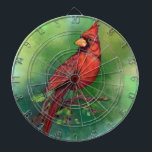 Diana  Junta Dart con pájaro cardenal rojo del norte<br><div class="desc">Hermoso Cardenal Rojo Norte Pintado de pájaros Color de agua mezclado - Verde</div>
