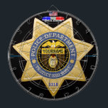 Diana Junta Dart de Edición Policial Personalizada<br><div class="desc">¡Hoy no chicos malos! El tablero perfecto para los oficiales de policía y para todo el mundo en la aplicación de la ley. Incluye una placa de la policía personalizado con texto de personalizable y número de placa. Simplemente cambia el tipo de letra "YOURNAME" con el nombre de su familia,...</div>