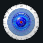 Diana Junta Dart - Orbs concentrados<br><div class="desc">Las naranjas azules se centran en un fondo azul claro. El rojo central es el más pequeño,  el siguiente es un sólido círculo azul oscuro en 3d,  y el siguiente es una bola más traslúcida. El anillo exterior es blanco.</div>
