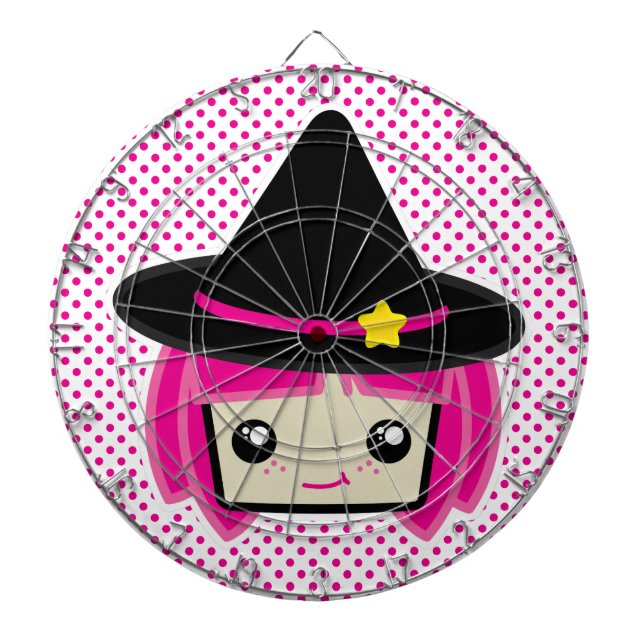 Diana Kawaii Pink Haired Witch Dart Board (Frente)