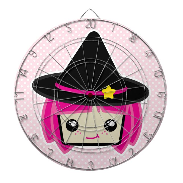 Diana Kawaii Pink Haired Witch Dart Board (Frente)