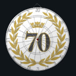 Diana Laurel Wreath y Crown 70 años<br><div class="desc">Laurel Wreath y Crown 70th Birthday Dart Board. El número 70 está en negrita moderna. El diseño tiene una corona de laurel de oro y una corona. Añade tu número de edad.</div>