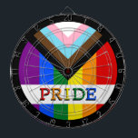 Diana LGBTQ y Orgullo - Bandera del progreso del arco ir<br><div class="desc">Cartel: La bandera arcoiris y la variación "Progreso" agrega un chevron a lo largo del hoist que presenta rayas negras, marrones, azul claro, rosas y blancas para llevar a esas comunidades (personas marginadas de color, transexuales, y personas que viven con VIH/SIDA y los que se han perdido) al frente; "la...</div>