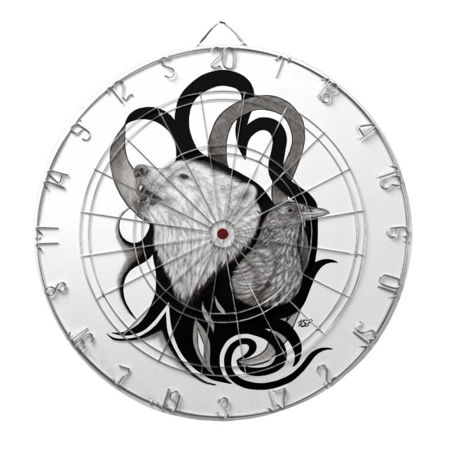 Diana Lobo blanco con arte tribal de Raven (Frente)