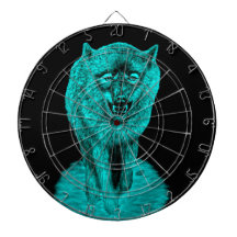 Lobo negro enojado en la noche