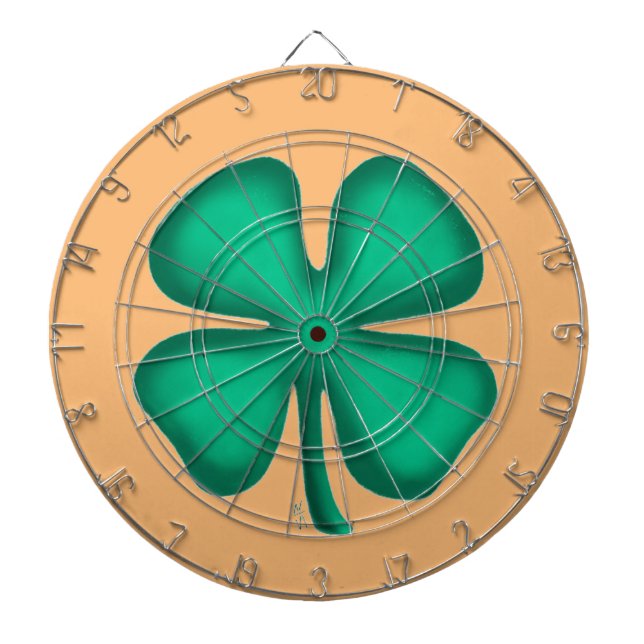 Diana Lucky 4 Leaf Irish Clover tan dartboard (Frente)