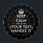 Diana Mantengan la calma y dejen que (texto personalizad<br><div class="desc">Mantente tranquilo y deja que (texto personalizado) se ocupe de la graciosa Junta Dart. Personalizado, mantenga la calma y siga en el tablero. Personaliza con tu propia parodia graciosa. Idea de regalo de cumpleaños divertida para niños y adultos. Decoración de moda en la pared ideas para el hogar, pub, auto,...</div>