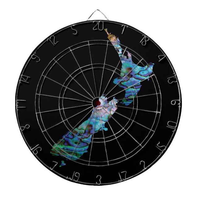 DIANA MAPA DE NUEVA ZELANDA DARTBOARD DE PAUA (Frente)