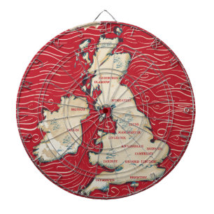 Diana Mapa del Reino Unido Póster rojo vintage