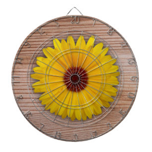 Diana Marigold de girasol en tablas de madera rusas