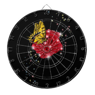 Diana Mariposa en rosa roja con estrellas y gotas de llu