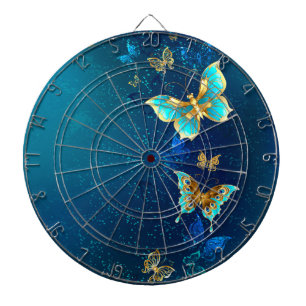 Diana Mariposas doradas sobre fondo azul